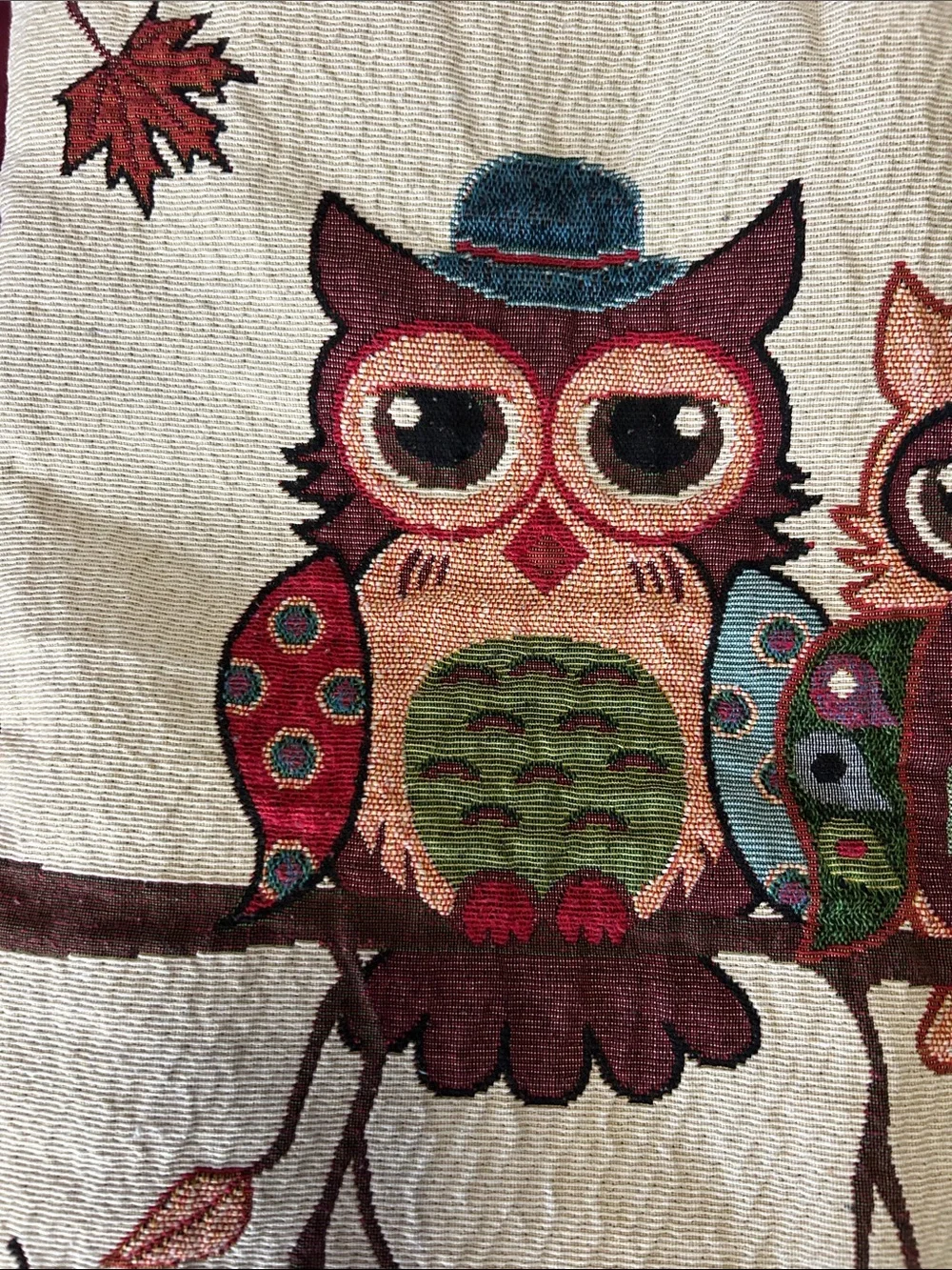 Whimsical Owl Decorative Pillow Covers - Neutral, Red, Teal Accents
